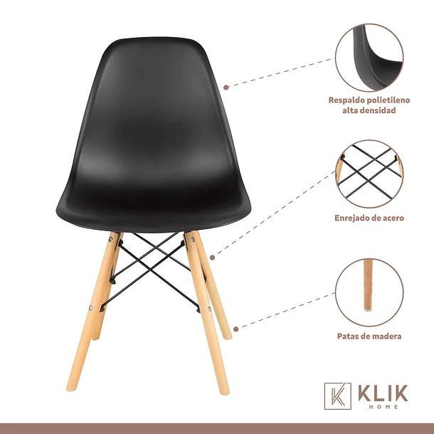 COMEDOR MESA DE VIDRIO RECTANGULAR 120X80 + 6 SILLAS EAMES NEGRAS - 4