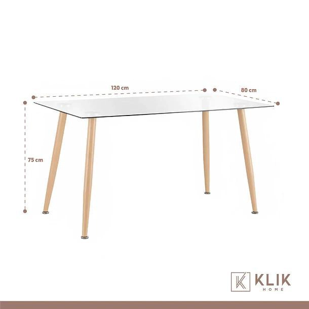 COMEDOR MESA DE VIDRIO RECTANGULAR 120X80 + 6 SILLAS EAMES NEGRAS - 5