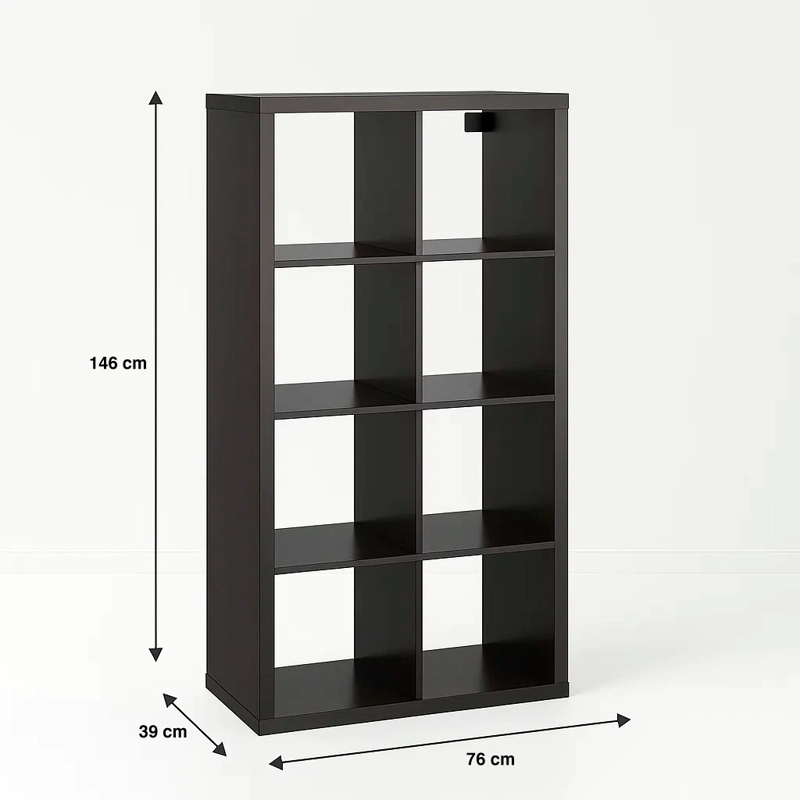 ESTANTE MODULAR ZYNO CON 8 COMPARTIMENTOS 39X76X146 - NEGRO - 8