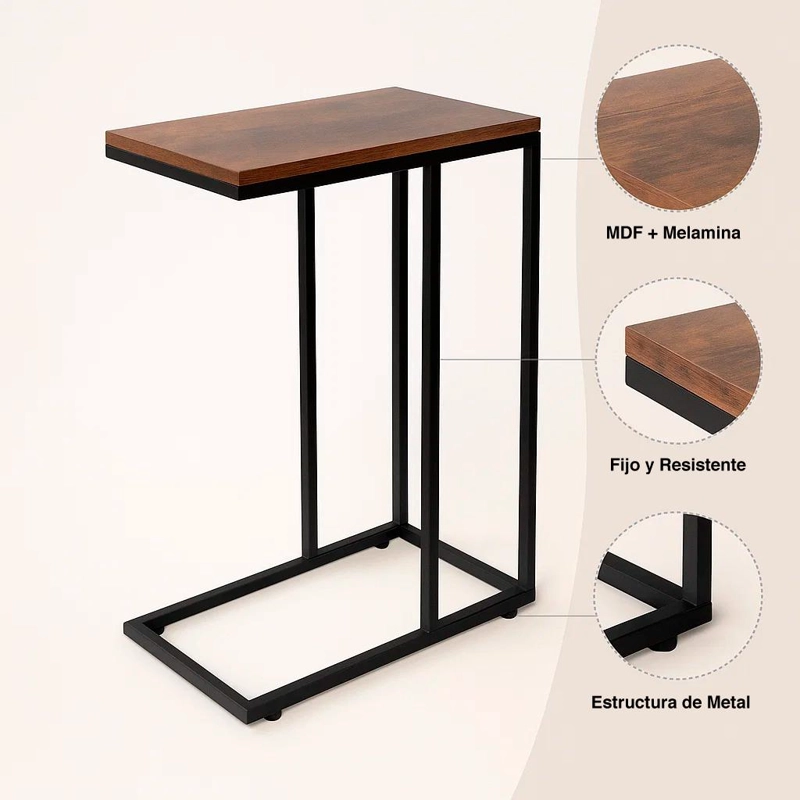 MESA LATERAL MODERNA CON MARCO METALICO - 5