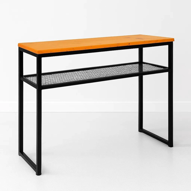ARRIMO ESTILO INDUSTRIAL CON REPISA METALICA Y CUBIERTA DE MADERA - 1