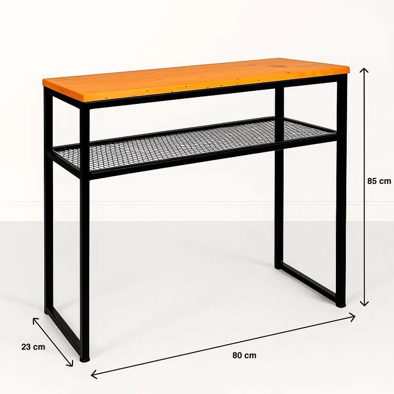 ARRIMO ESTILO INDUSTRIAL CON REPISA METALICA Y CUBIERTA DE MADERA - 4