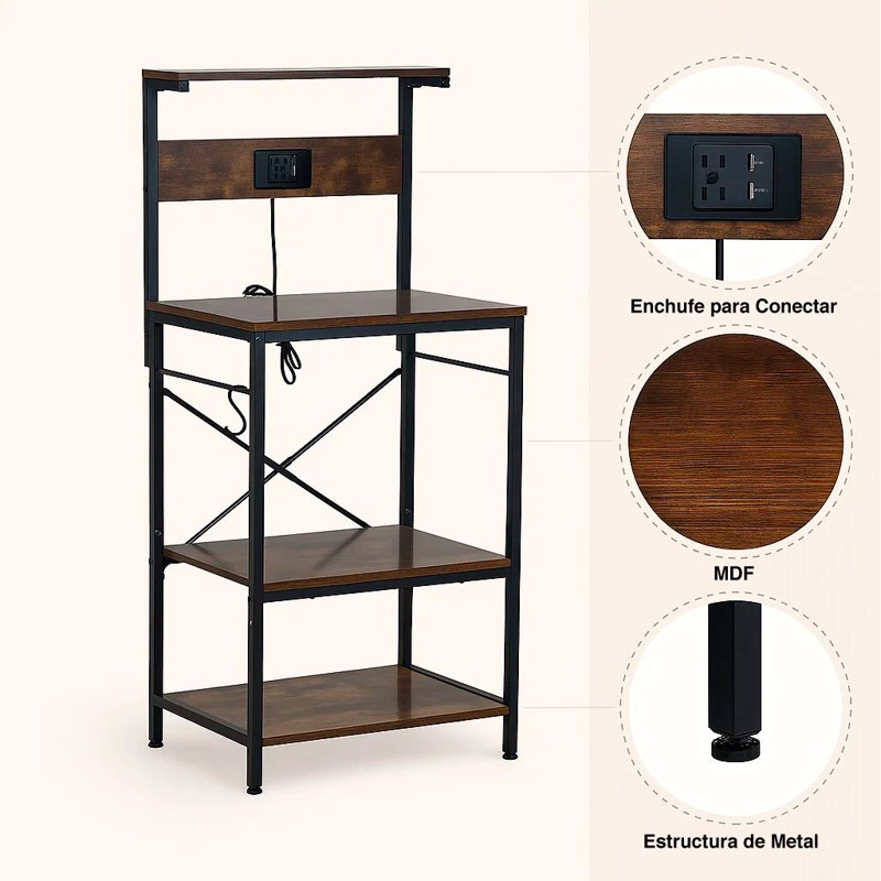 RACK ORGANIZADOR RUSTIK PRO CON ESTACION DE CARGA INTEGRADA (2 ENCHUFES + 2 USB) - 5