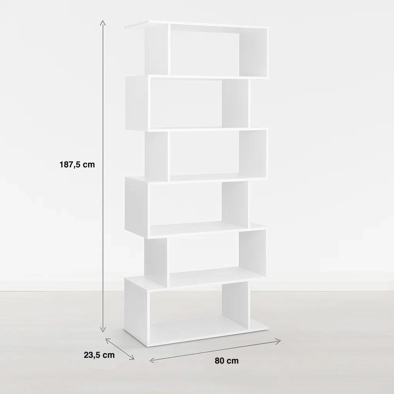 ESTANTERIA MODERNA ZIGZAG DE 6 NIVELES 80X23.5X187.5 - BLANCO - 4