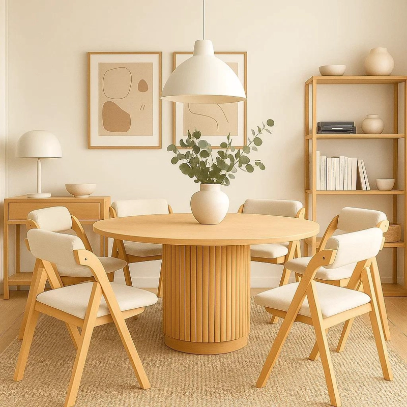 Comedor Redonda Armonía 130 Madera + 6 Silla Betlahem Beige - 3