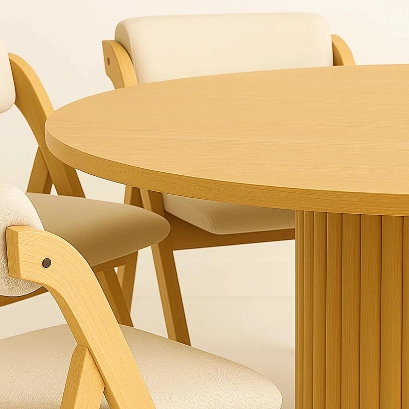 Comedor Redonda Armonía 130 Madera + 6 Silla Betlahem Beige - 8
