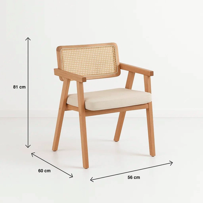 PACK DE 2 SITIALES ACOLCHADO CHANDIGARH BUTACA RATTAN - MADERA - 4
