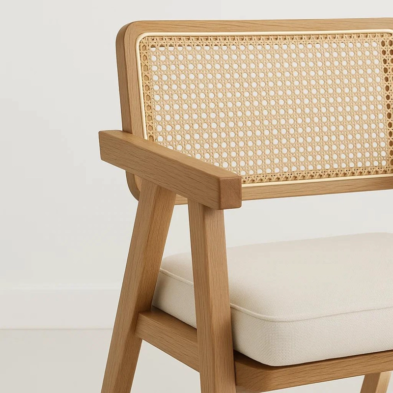 PACK DE 2 SITIALES ACOLCHADO CHANDIGARH BUTACA RATTAN - MADERA - 6