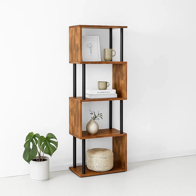 ESTANTERIA DECORATIVA 4 NIVELES ZIGZAG RACK 24X38X124.5 - 2