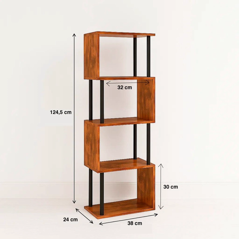 ESTANTERIA DECORATIVA 4 NIVELES ZIGZAG RACK 24X38X124.5 - 4