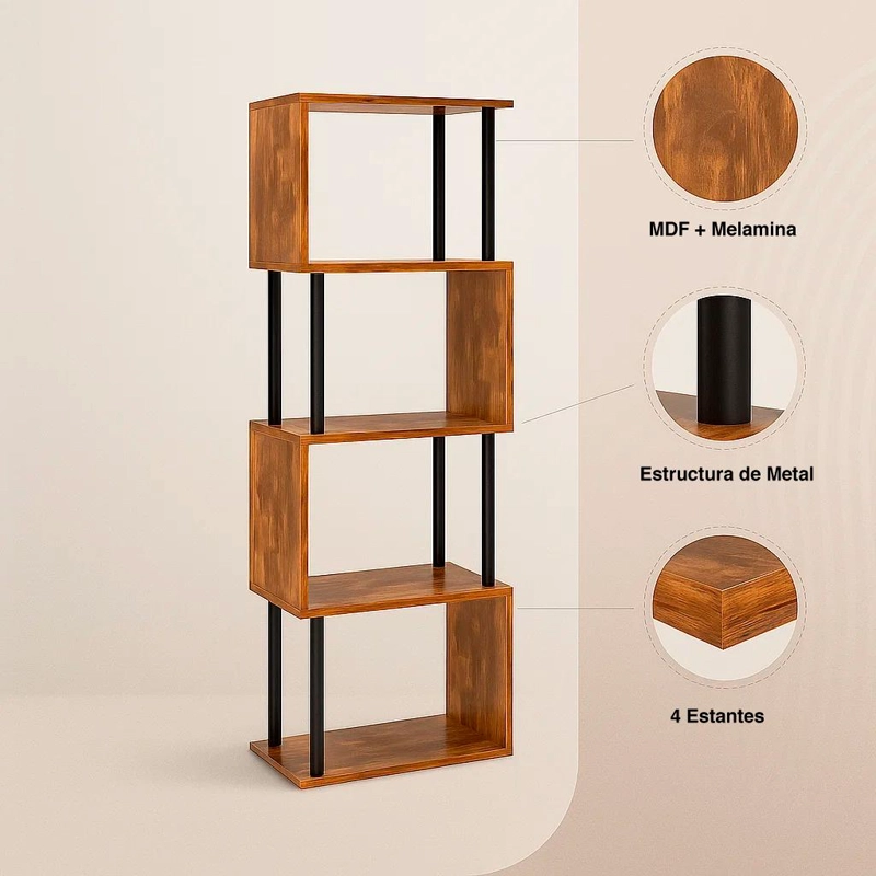 ESTANTERIA DECORATIVA 4 NIVELES ZIGZAG RACK 24X38X124.5 - 5