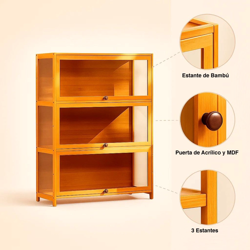 VITRINA CRYSTALBAMBOO 3 NIVELES 80X33X106 - 5