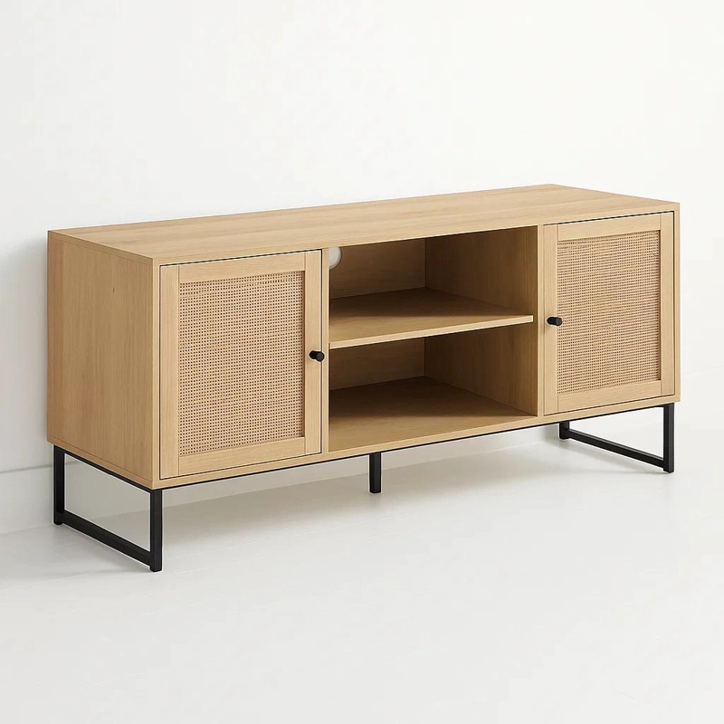 RACK DE TV O BUFFET RATTAN RUSTICO DOS PUERTAS - 1