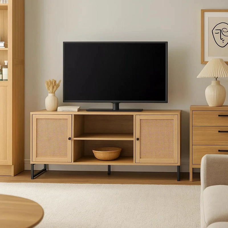 RACK DE TV O BUFFET RATTAN RUSTICO DOS PUERTAS - 3