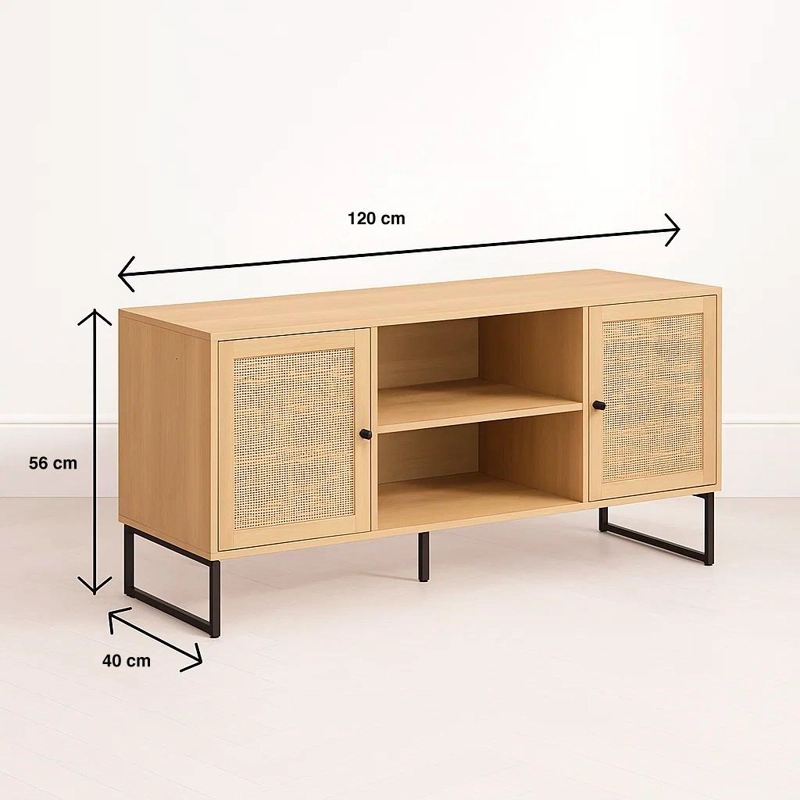 RACK DE TV O BUFFET RATTAN RUSTICO DOS PUERTAS - 4