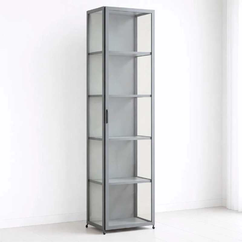 VITRINA BAMBOOLINE ESTRECHA CON PUERTAS ACRILICAS 5 NIVELES 42X33X161 - 1