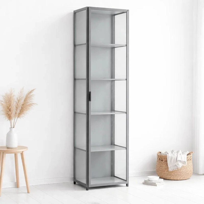 VITRINA BAMBOOLINE ESTRECHA CON PUERTAS ACRILICAS 5 NIVELES 42X33X161 - 3