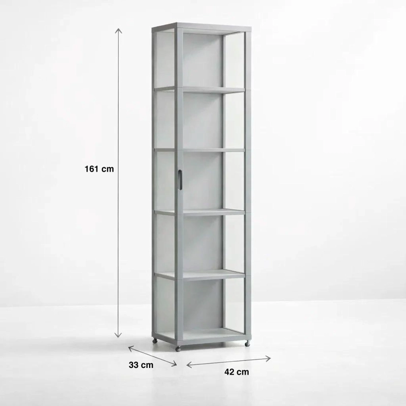 VITRINA BAMBOOLINE ESTRECHA CON PUERTAS ACRILICAS 5 NIVELES 42X33X161 - 4