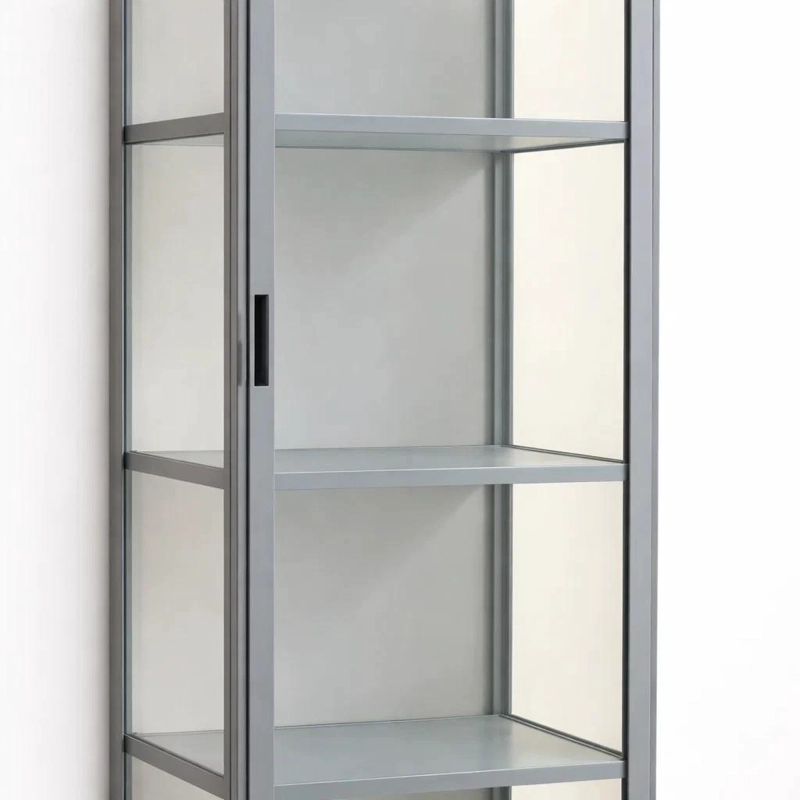 VITRINA BAMBOOLINE ESTRECHA CON PUERTAS ACRILICAS 5 NIVELES 42X33X161 - 6