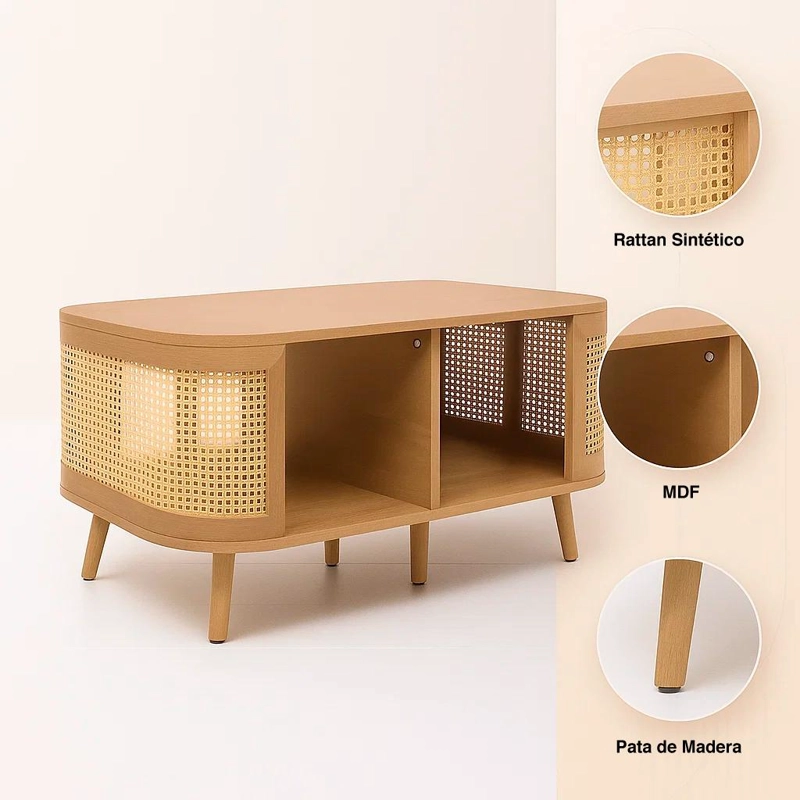 MESA DE CENTRO SIENA RATTAN - NATURAL - 5