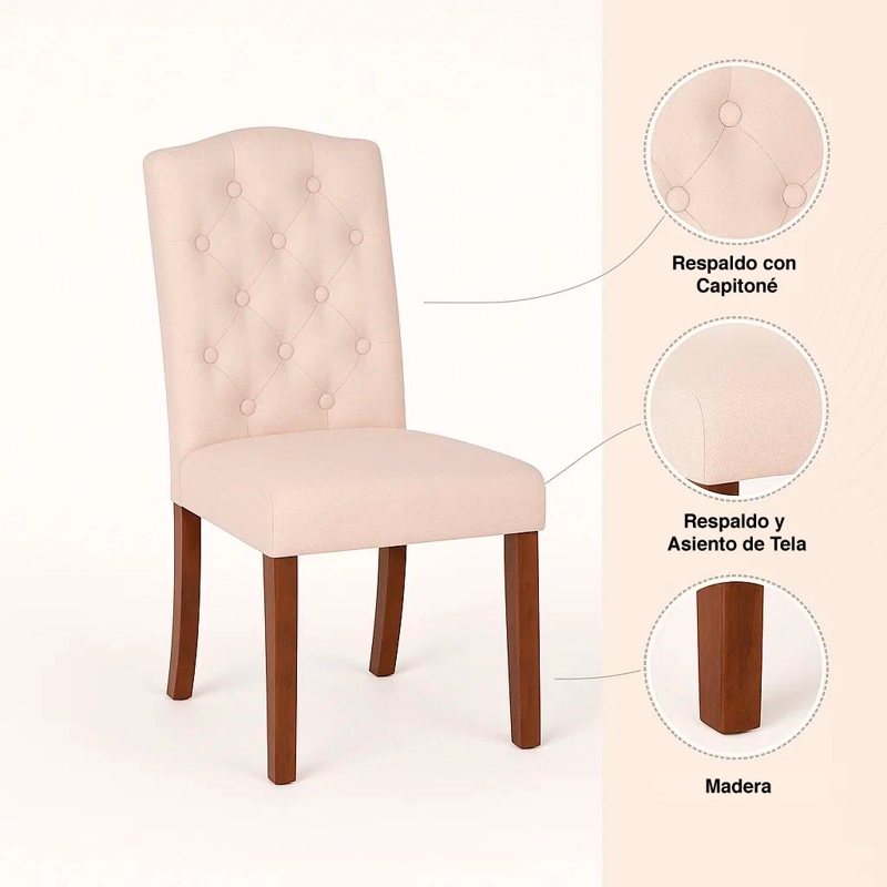 SILLA DE COMEDOR ACOLCHADA MADERA ELEGANCE - 5
