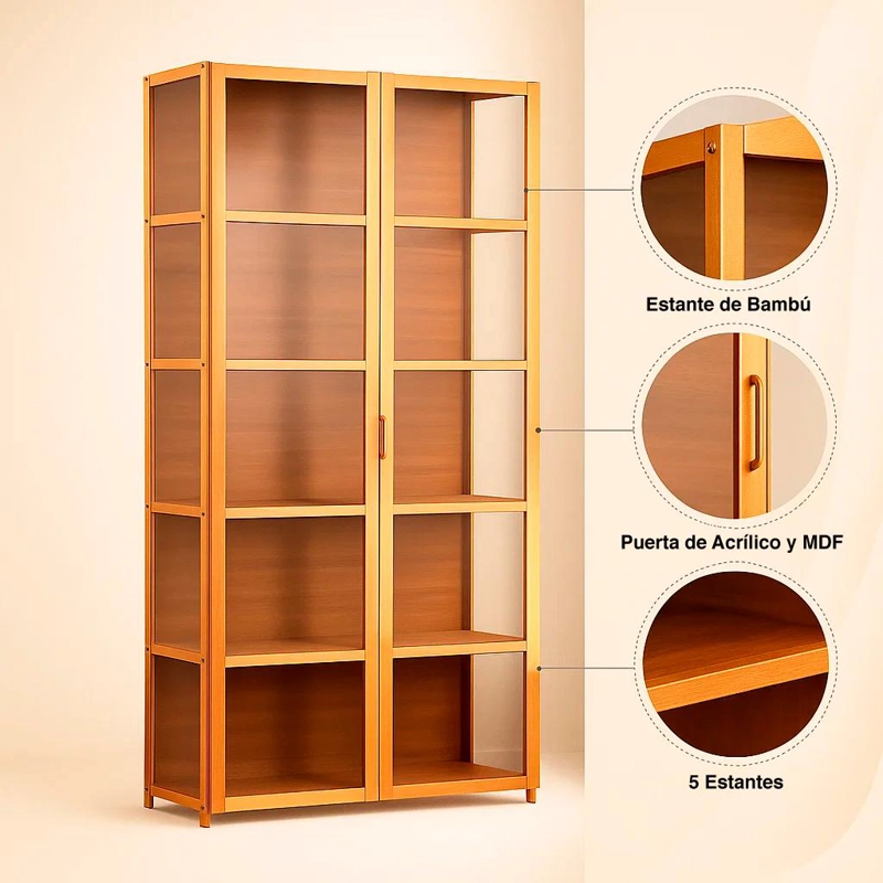 VITRINA BAMBOOCLEAR 5 NIVELES 82X33X161 - 5