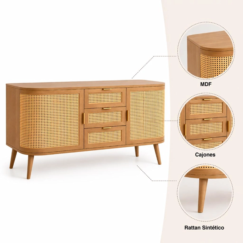 RACK DE TV SIENA RATTAN - NATURAL - 5