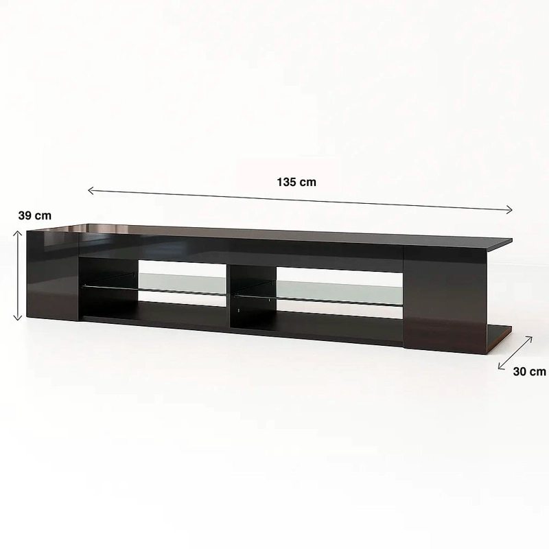 MUEBLE DE TV MODERNO NEGRO CON LUCES LED Y COMPARTIMENTOS - 4