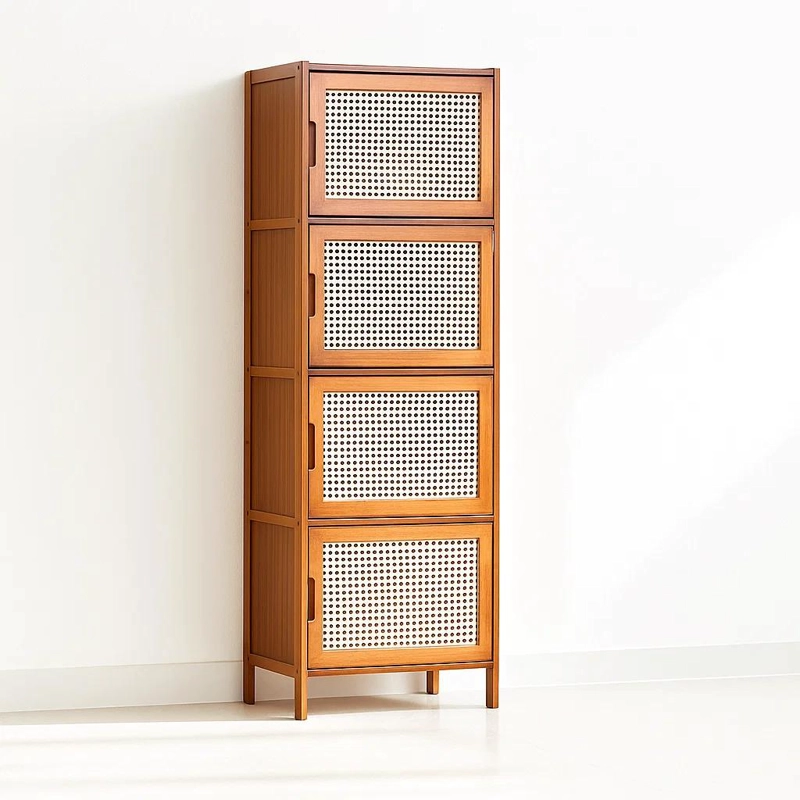 VITRINA ECOLUXE DE BAMBU Y RATAN SINTE TICO 4 NIVELES 43X32X126 - 1
