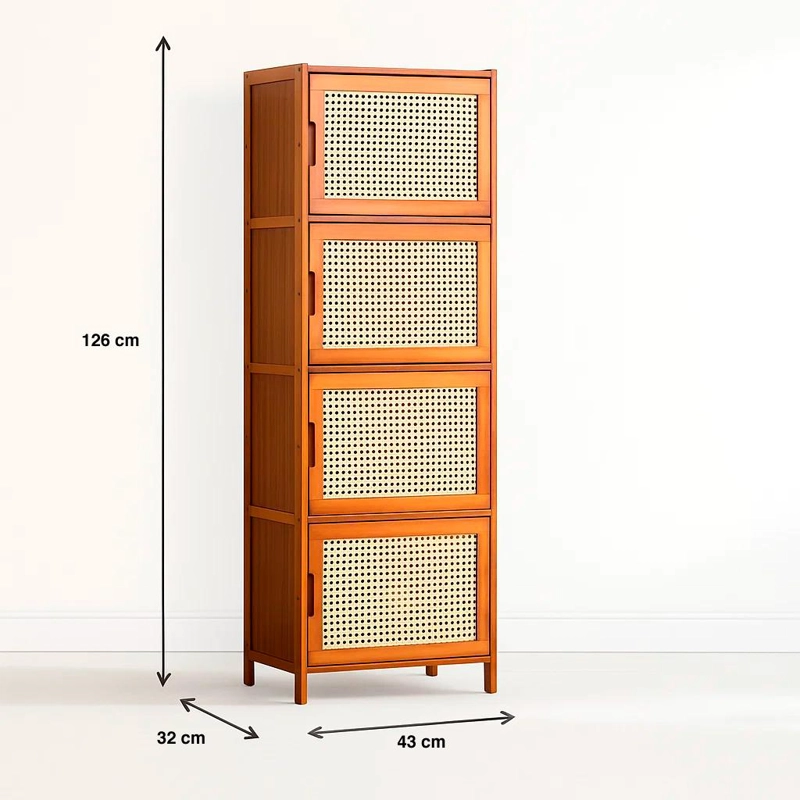 VITRINA ECOLUXE DE BAMBU Y RATAN SINTE TICO 4 NIVELES 43X32X126 - 4