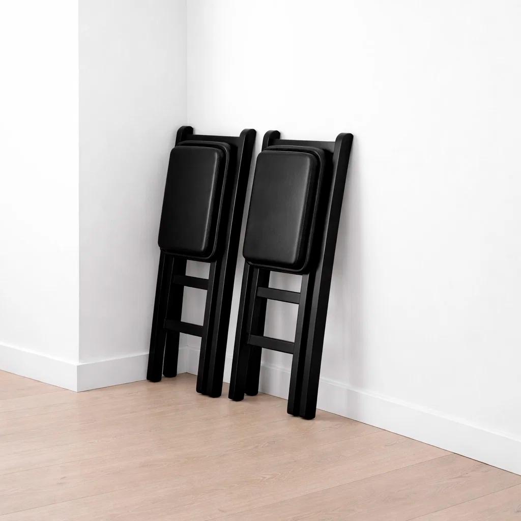 PACK DE 2 SILLAS INDUSTRIAL PLEGABLE CON MARCO NEGRO Y TAPIZADO SINTE TICO - 3