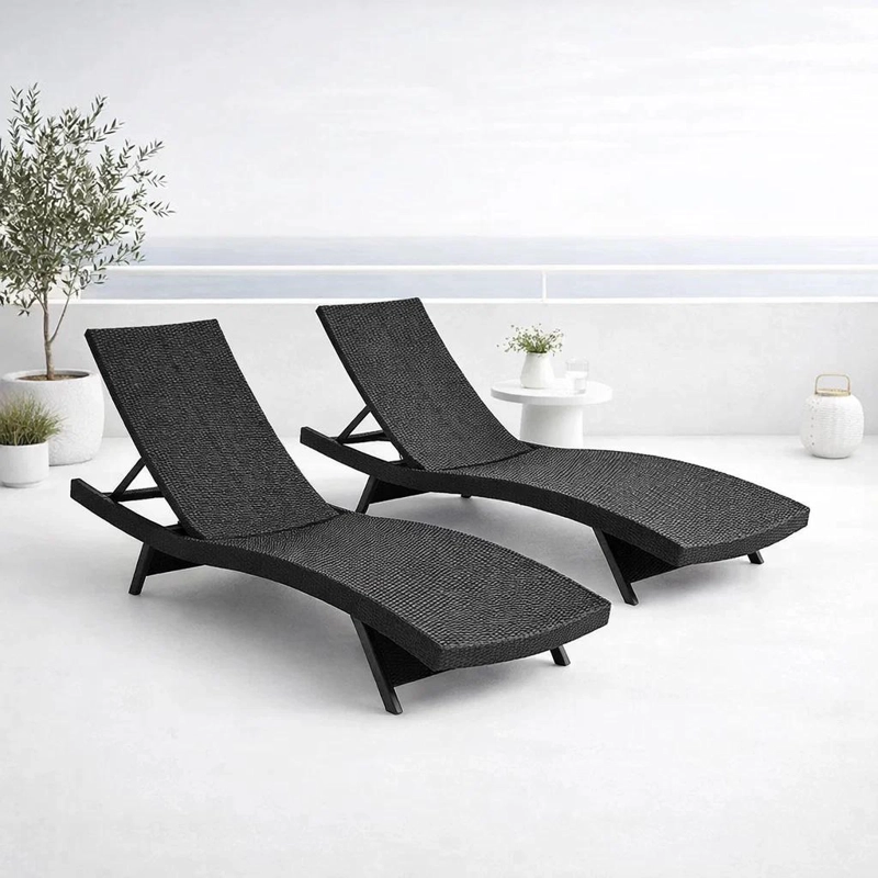 PACK DE 2 REPOSERAS MODERNA PARA TERRAZA O PISCINA EN RATAN - 2