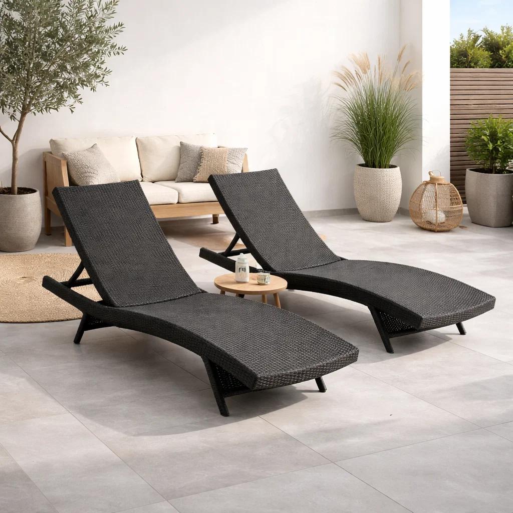 PACK DE 2 REPOSERAS MODERNA PARA TERRAZA O PISCINA EN RATAN - 3