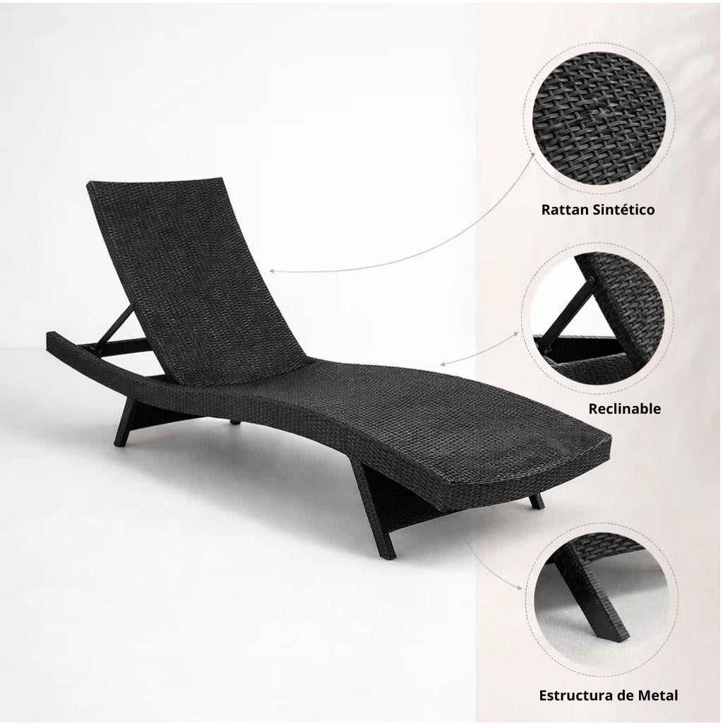 PACK DE 2 REPOSERAS MODERNA PARA TERRAZA O PISCINA EN RATAN - 5