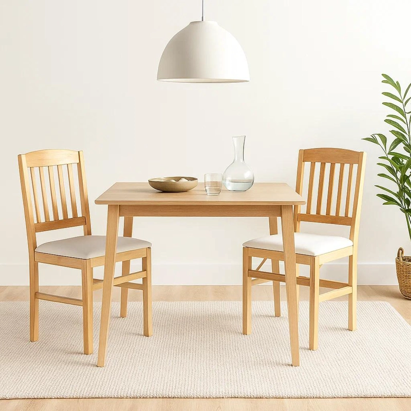 PACK DE 2 SILLAS MODERNA PLEGABLE DE MADERA CLARA CON TAPIZADO NEUTRO - 3