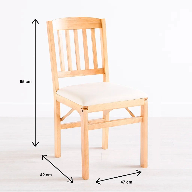 PACK DE 2 SILLAS MODERNA PLEGABLE DE MADERA CLARA CON TAPIZADO NEUTRO - 4