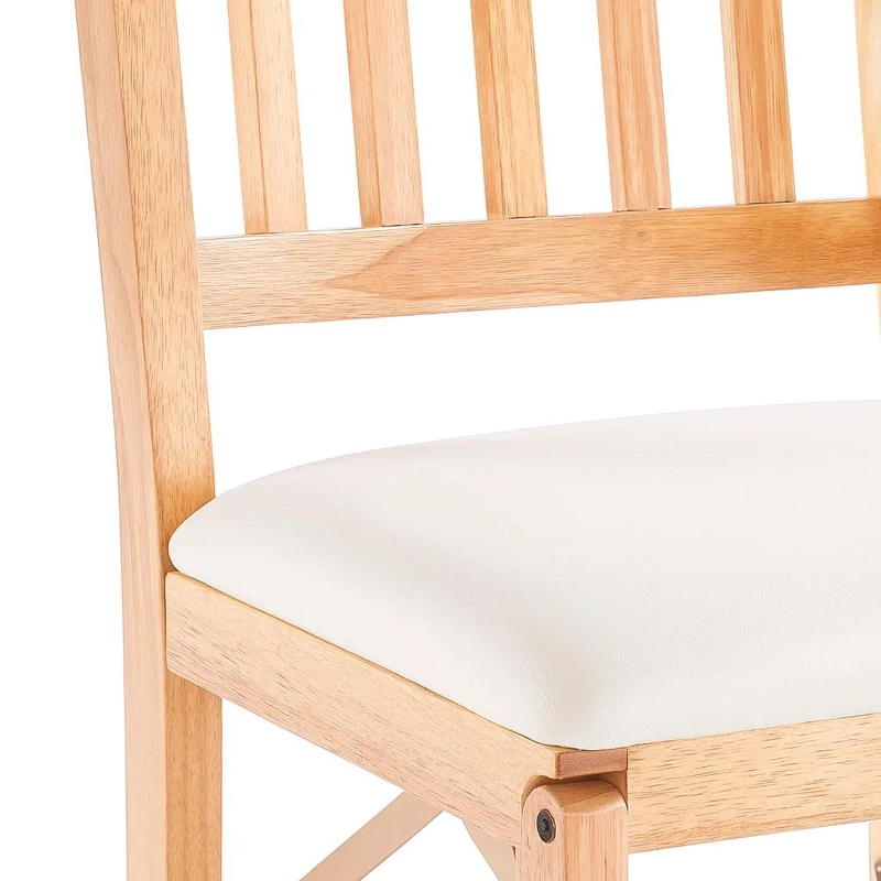 PACK DE 2 SILLAS MODERNA PLEGABLE DE MADERA CLARA CON TAPIZADO NEUTRO - 6