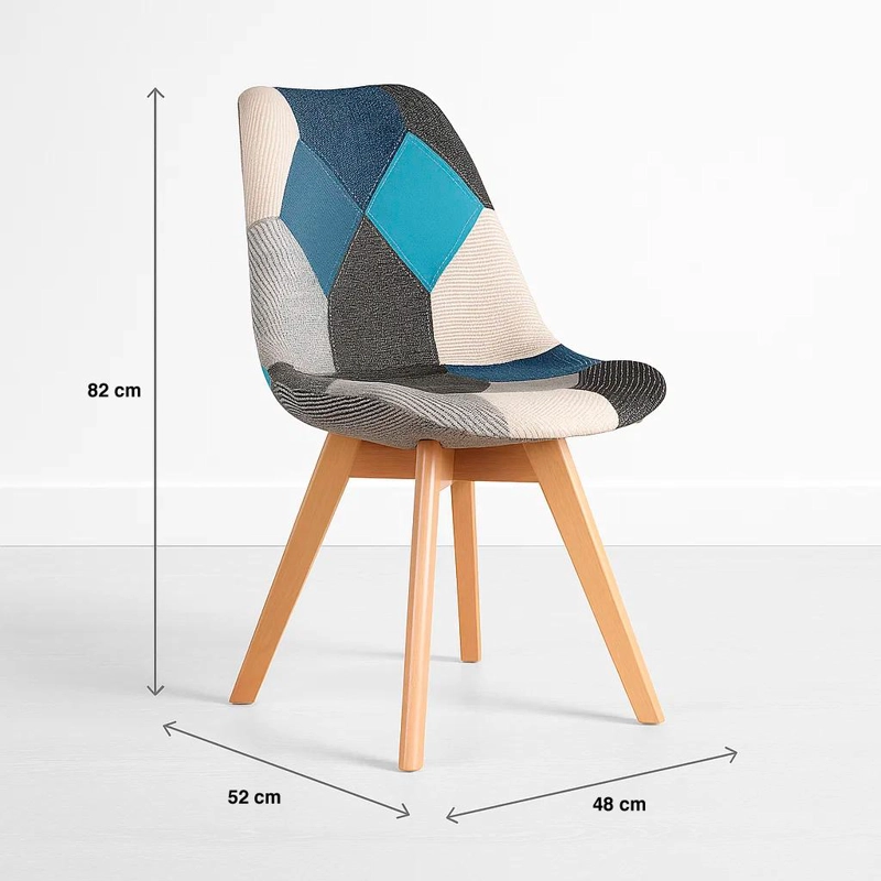 PACK DE 2 SILLAS EAMES PATCHWORK ACOLCHADA TELA WOOD - CELESTE - 4