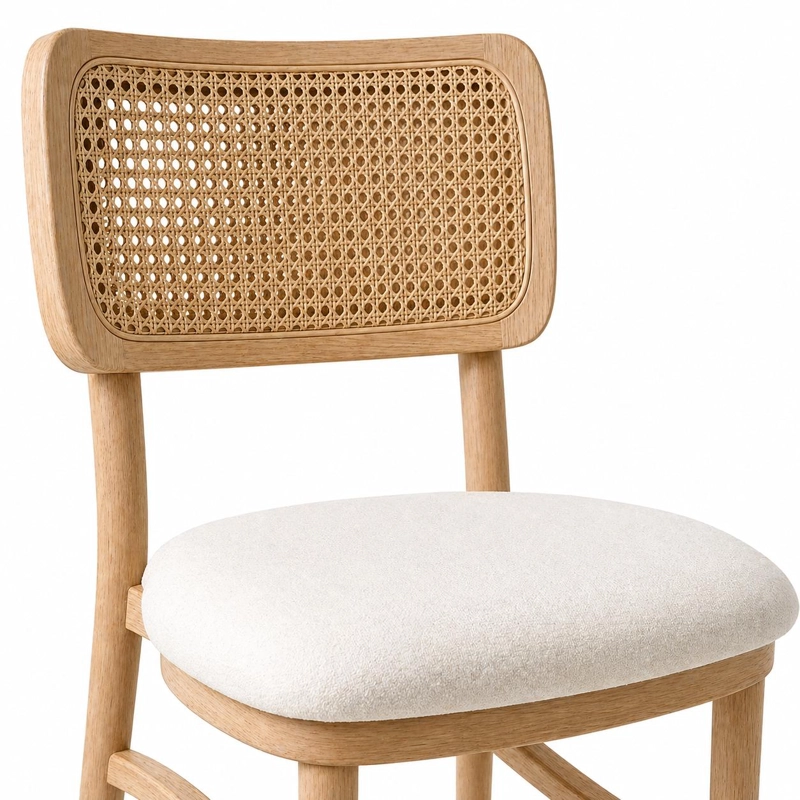 PACK DE 2 SILLAS DE ESTILO NATURAL CON RESPALDO TEJIDO Y ASIENTO ACOLCHADO - 6