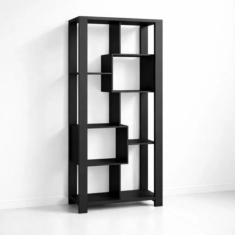 ESTANTERIA PRISMA NOIR LIBRERO GEOME TRICO MODERNO 39X80X180 - NEGRO - 1