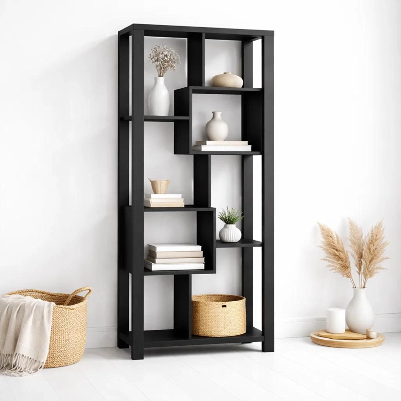ESTANTERIA PRISMA NOIR LIBRERO GEOME TRICO MODERNO 39X80X180 - NEGRO - 2
