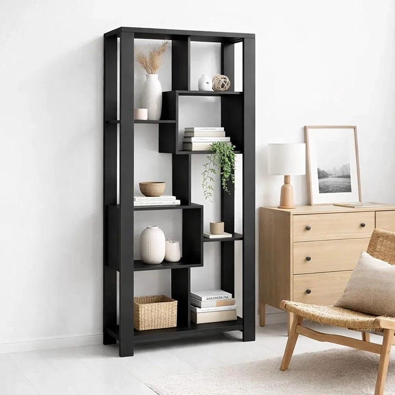 ESTANTERIA PRISMA NOIR LIBRERO GEOME TRICO MODERNO 39X80X180 - NEGRO - 3