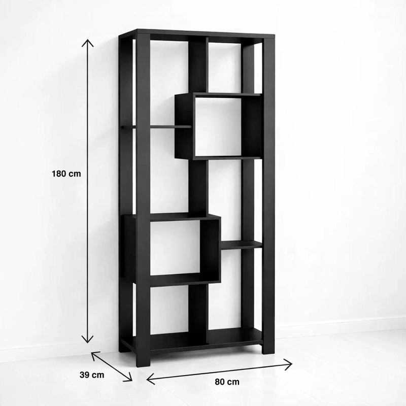 ESTANTERIA PRISMA NOIR LIBRERO GEOME TRICO MODERNO 39X80X180 - NEGRO - 4