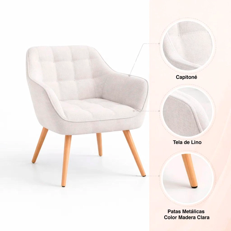 BUTACA DECORATIVA VELVET CHIC - BEIGE - 5