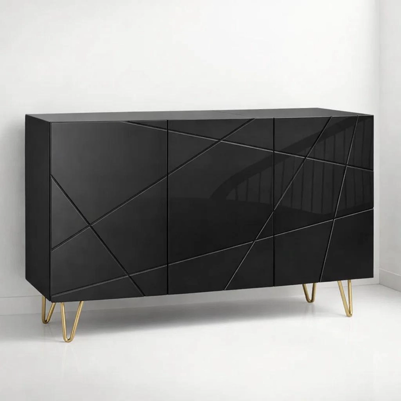 BUFFET MODERNO LUXLINE NEGRO CON PATAS DORADAS - 1