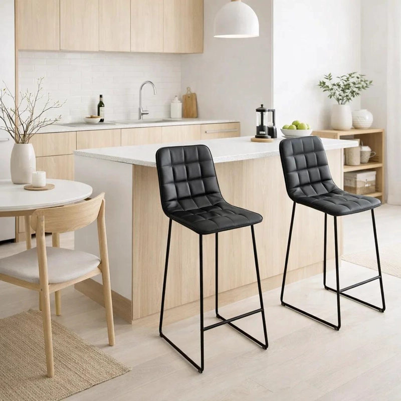 PACK DE 2 TABURETES MILANO CUERO SINTETICO CON PATAS METALICAS ESTILO INDUSTRIAL - 2