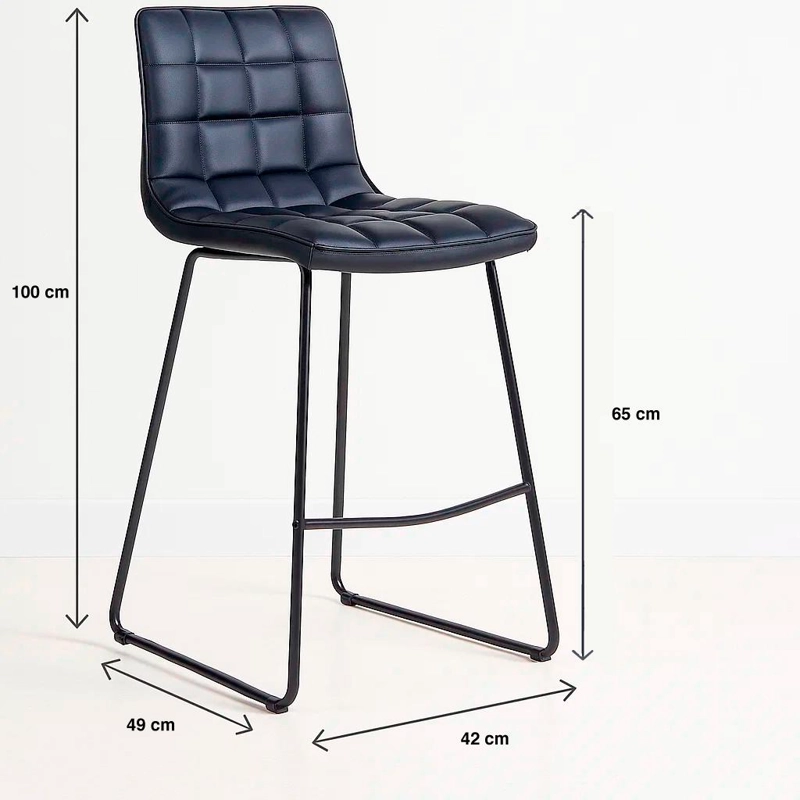 PACK DE 2 TABURETES MILANO CUERO SINTETICO CON PATAS METALICAS ESTILO INDUSTRIAL - 4