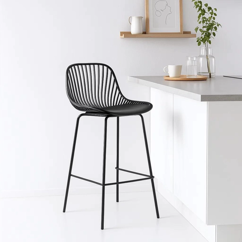 PACK DE 2 TABURETES PISO BAR TROPEA ALTO - NEGRO - 2