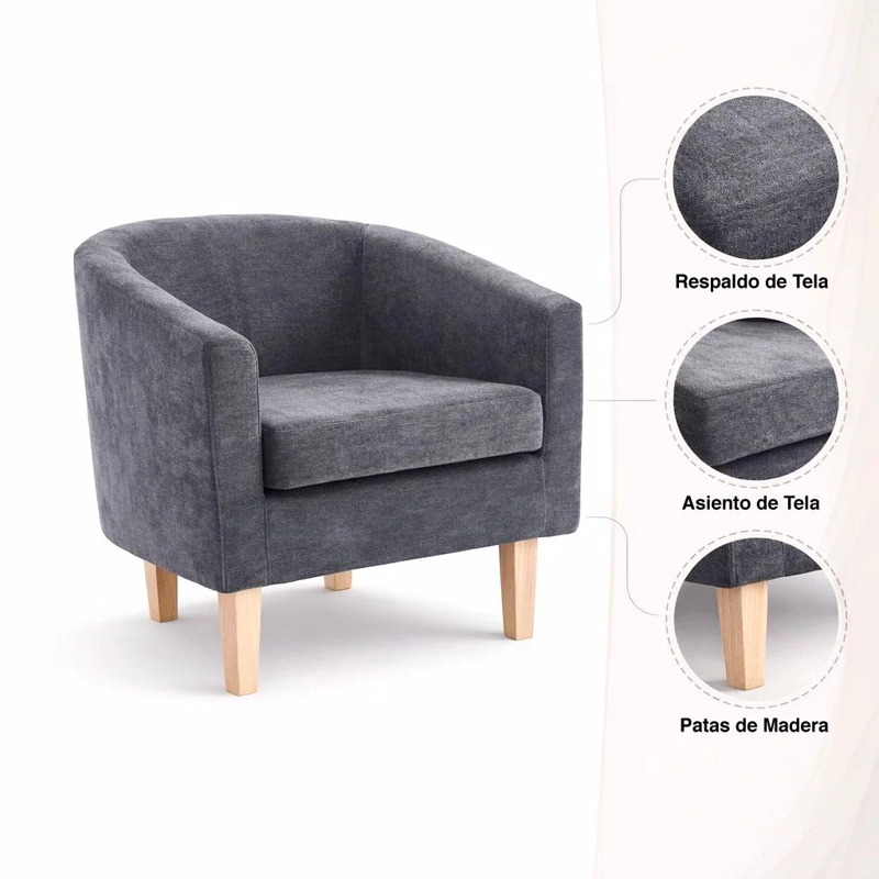 SILLON COMPACTO WOODLINE - GRIS - 5