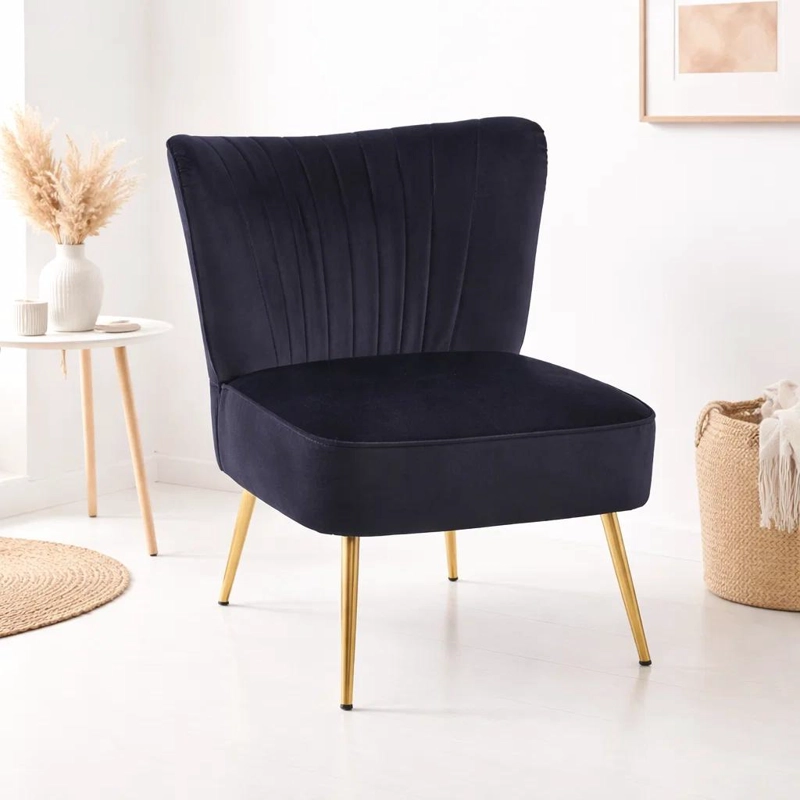SILLON GLAMOUR NOIR CON PATAS DORADAS - NEGRO - 2